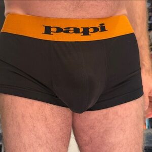 Papi Men's Boxer Briefs with Orange Waistband